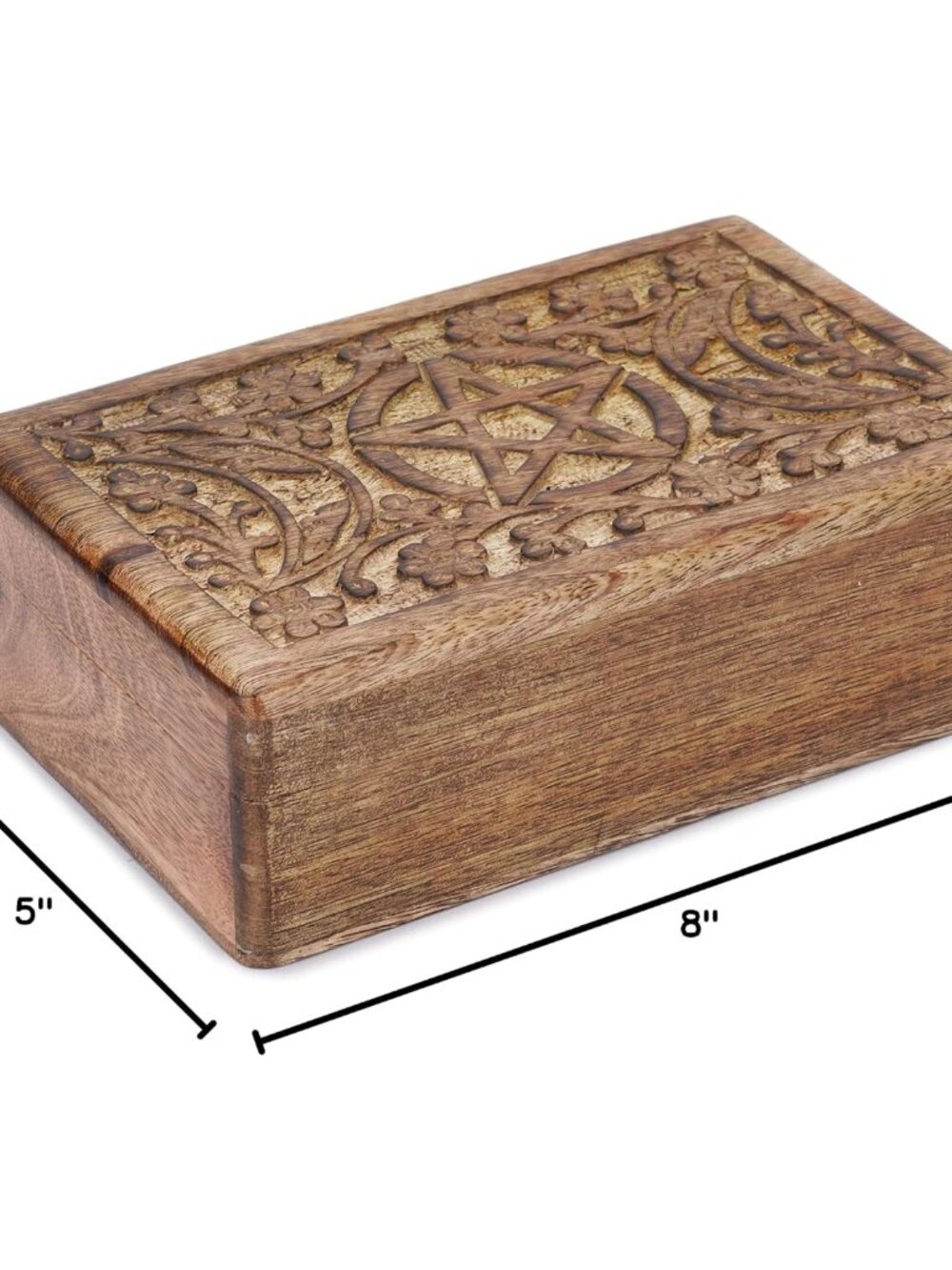 Wooden Hand Carved Decorative Jewelry Box Moon Star Carvings Vintage Keepsake St - Picture 3 of 4